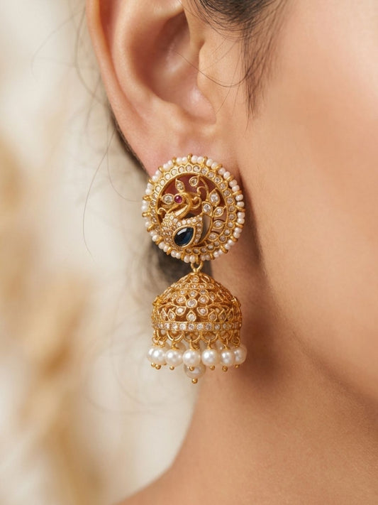 Ishhaara Peacock Meenakari Jhumka