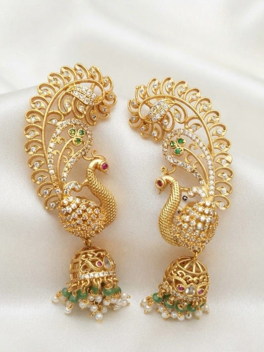 Ishhaara Peacock Moissanite Ear Cuff