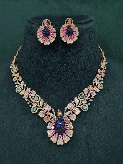 Ishhaara Peacock Motif Classy Cocktail Necklace