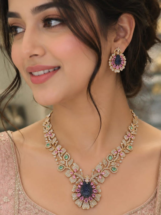 Ishhaara Peacock Motif Classy Cocktail Necklace