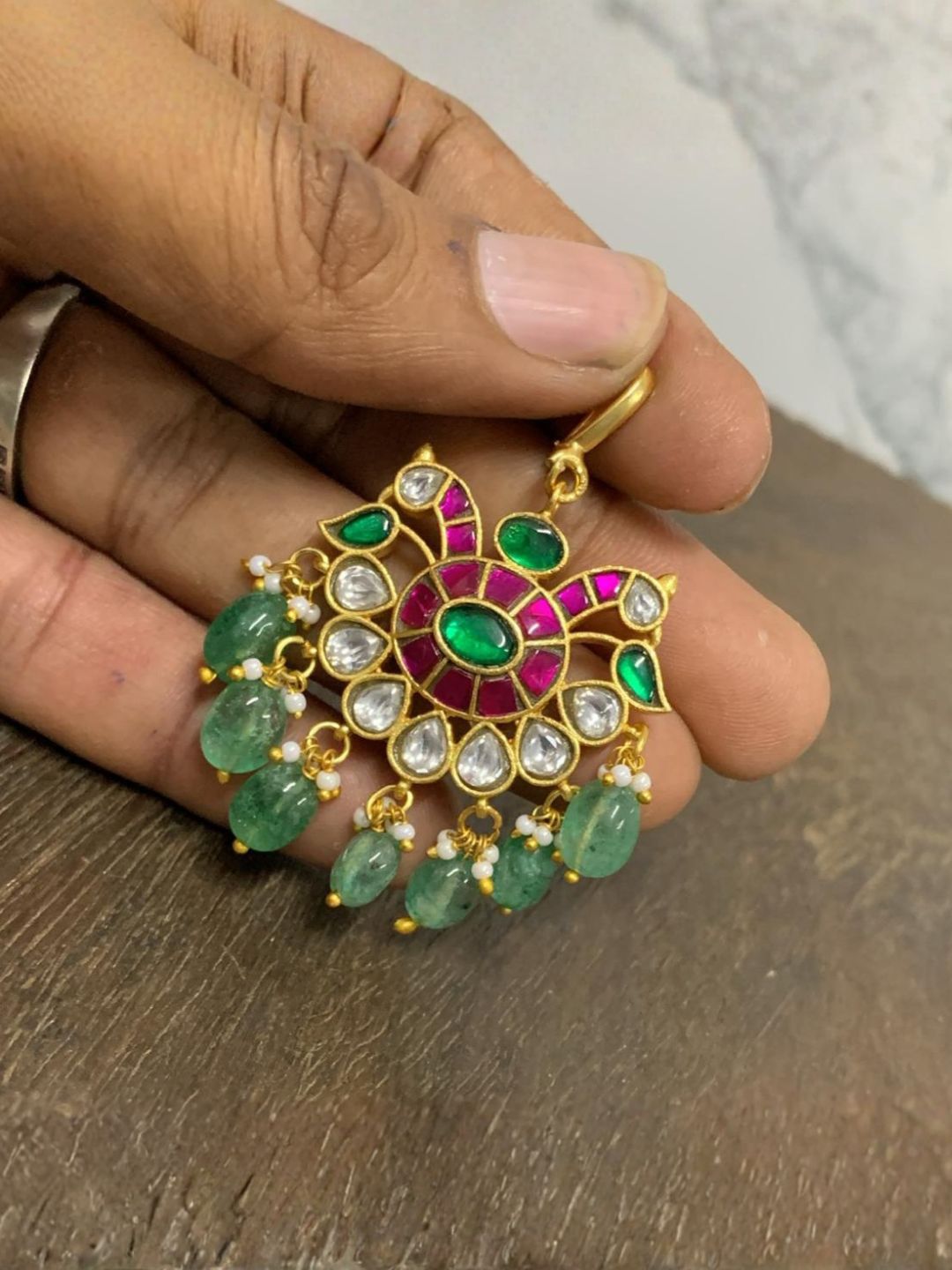 Ishhaara Peacock Motif Jadau Teeka