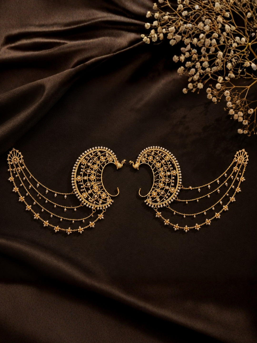 Ishhaara Peacock Polki Fushion Earcuff Earrings