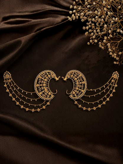 Ishhaara Peacock Polki Fushion Earcuff Earrings
