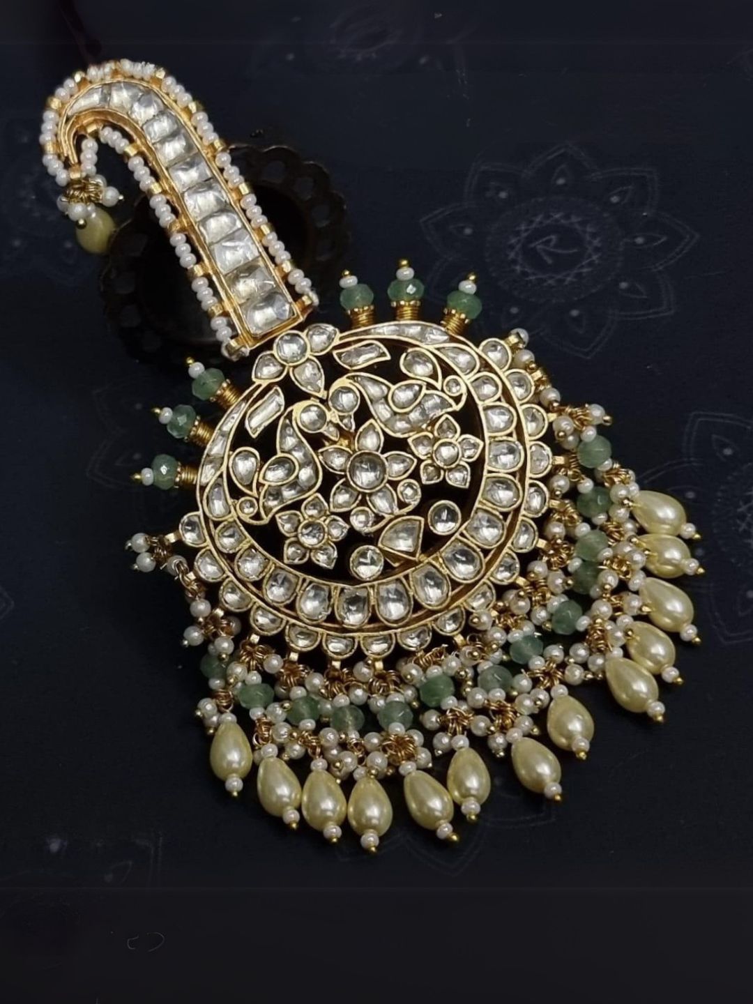 Ishhaara Peacock Shaped Pachi Kundan Kalangi