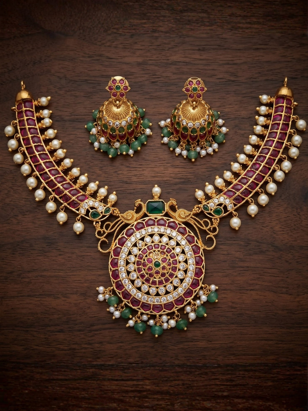 Ishhaara Peacock Traditional Close Neck Set