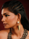 Ishhaara Pear Textured Inverted Triangle Drop Earrings