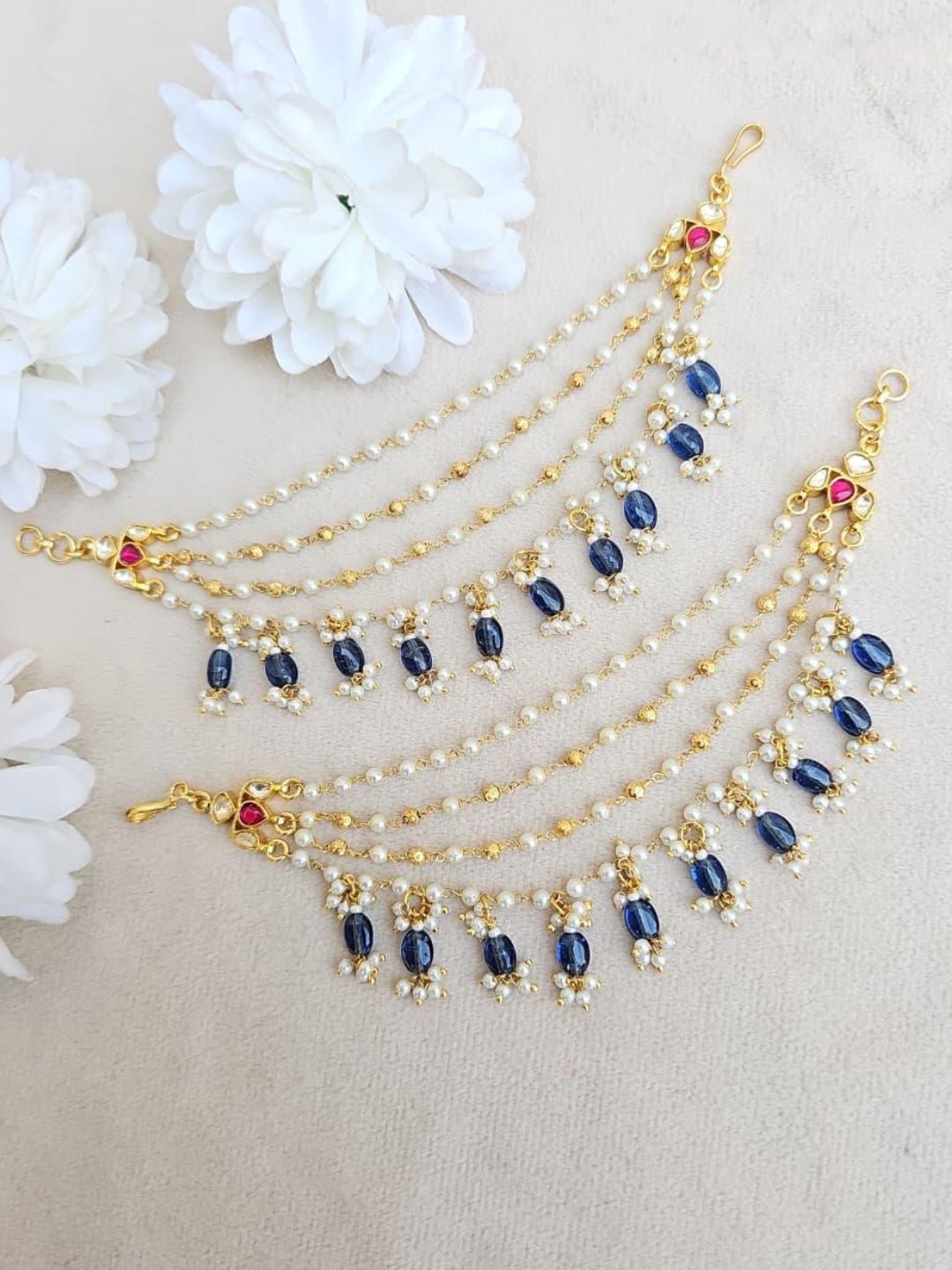 Ishhaara Pearl And Bead Studded Earchains