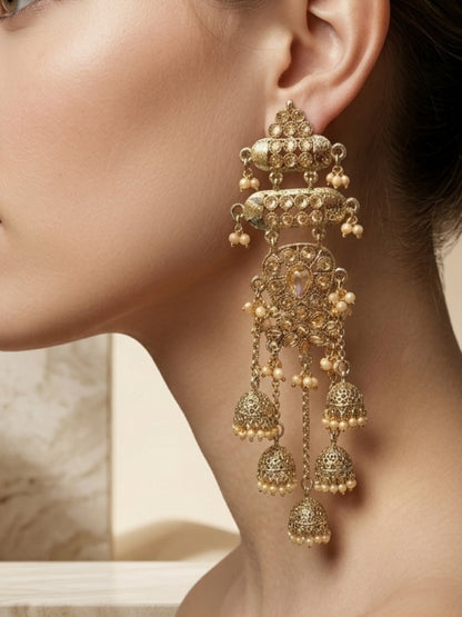 Ishhaara Pearl Antique Jhumka Shoulder Earring