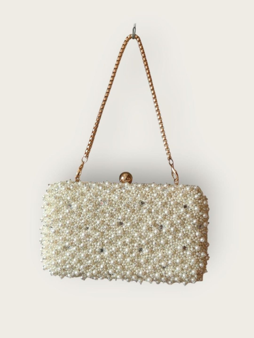 Ishhaara Pearl Beaded Clutch Bag