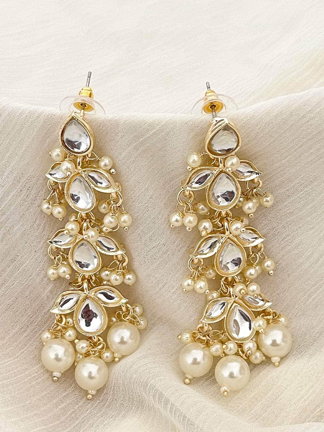 Pearl Beaded Kundan Earrings - Main Image