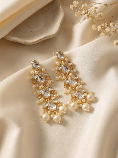 Ishhaara Pearl Beaded Kundan Earrings