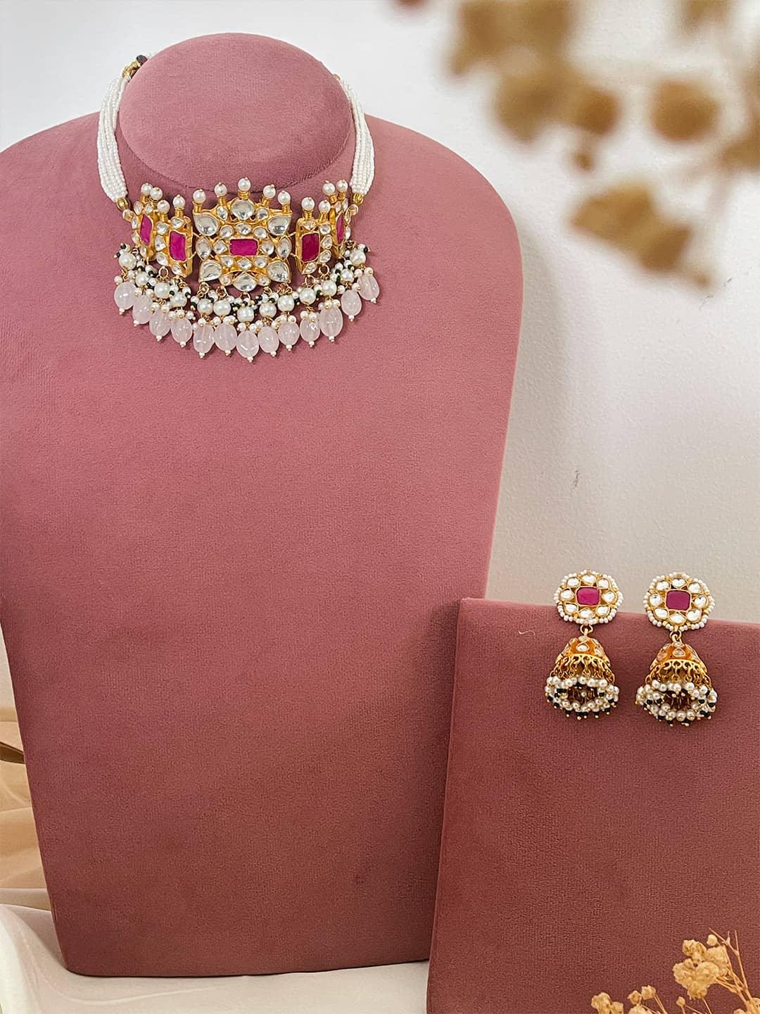 Ishhaara Pearl Beeded Paachi Kundan Choker Set