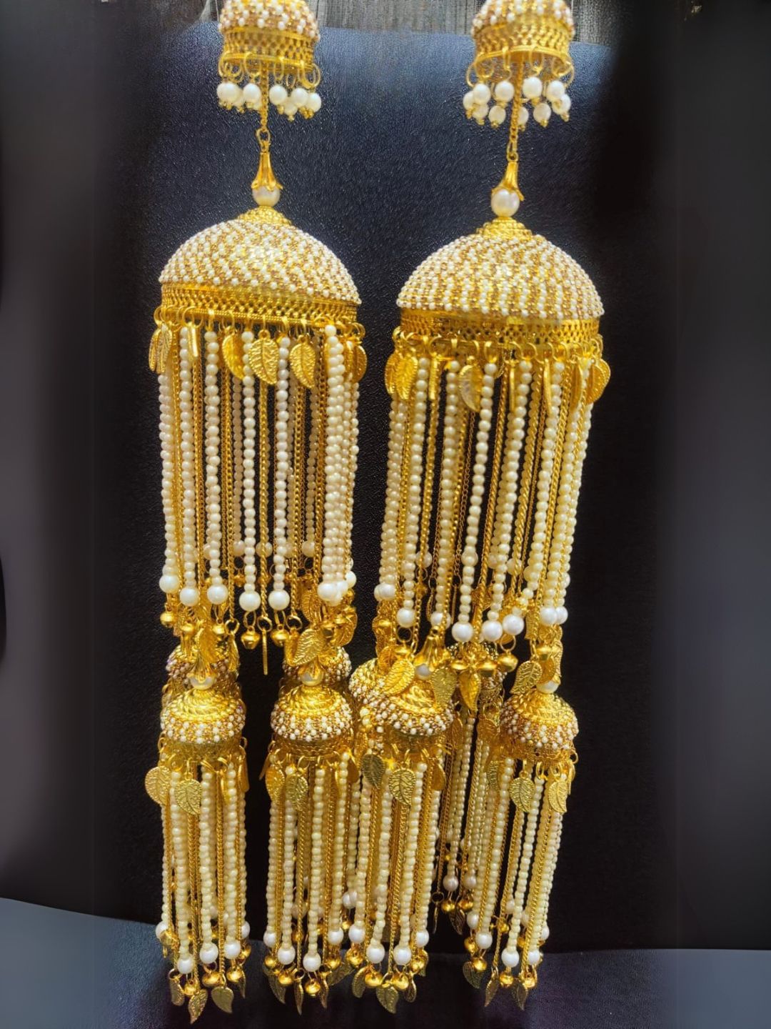 Ishhaara Pearl Chain Studded Punjabi Traditional Wedding Jhumka Kaleera