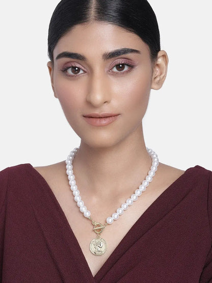 Ishhaara Pearl Coin Pendant Necklace