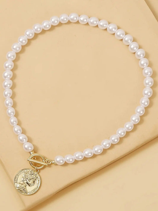 Ishhaara Pearl Coin Pendant Necklace