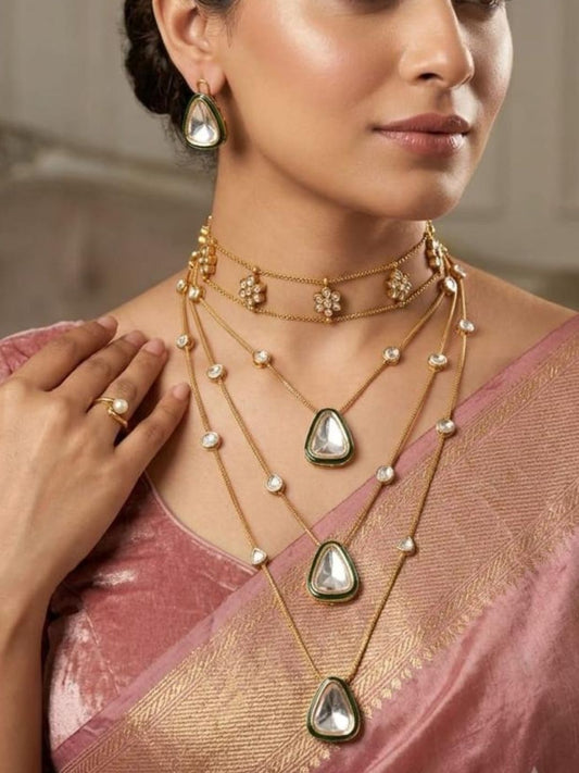 Ishhaara Pearl Drop Layered Pendant Necklace Set