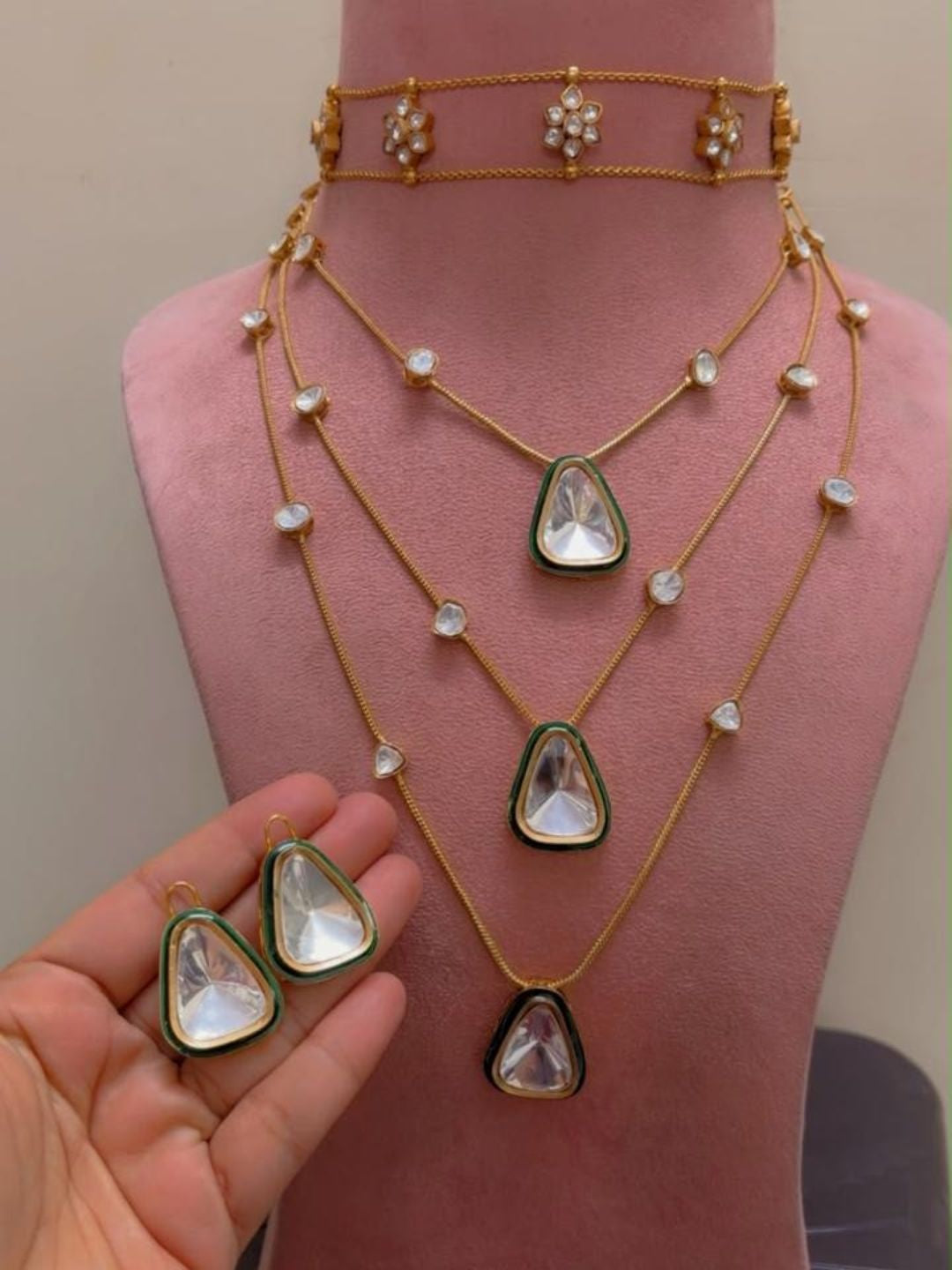 Ishhaara Pearl Drop Layered Pendant Necklace Set