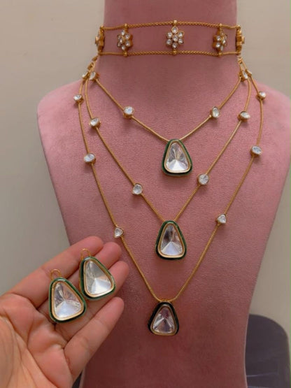 Ishhaara Pearl Drop Layered Pendant Necklace Set