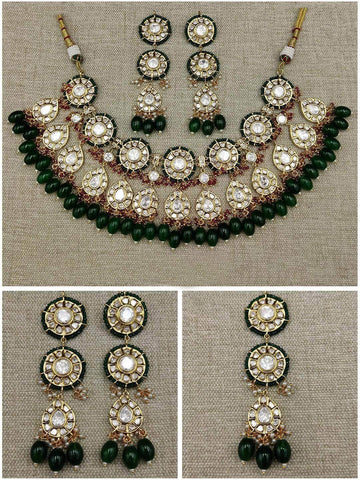 Ishhaara Pearl Drop Stone Studded Set