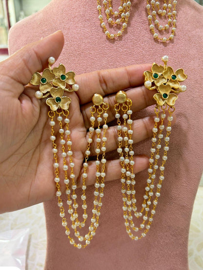 Ishhaara Pearl Earchain With Studs