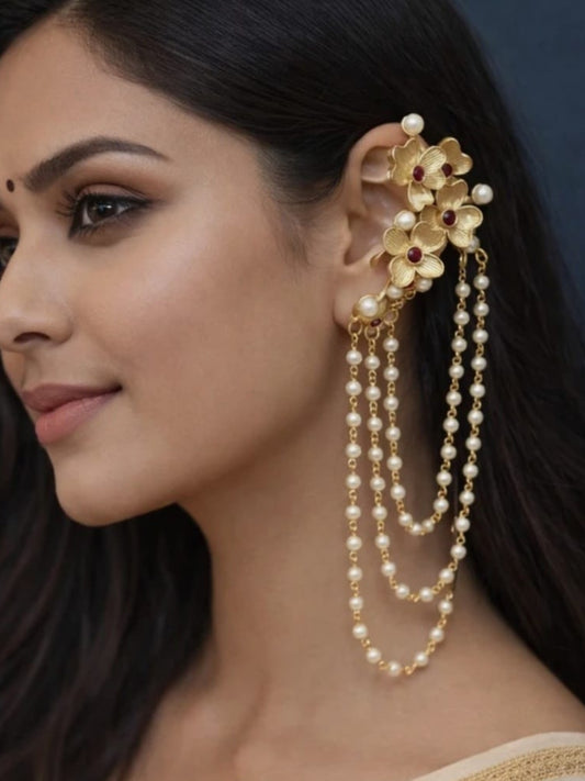 Ishhaara Pearl Earchain With Studs