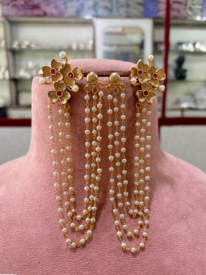 Ishhaara Pearl Earchain With Studs