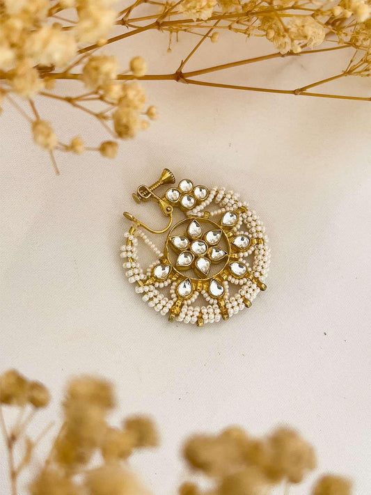 Ishhaara Pearl Embedded Pachi Kundan Nath
