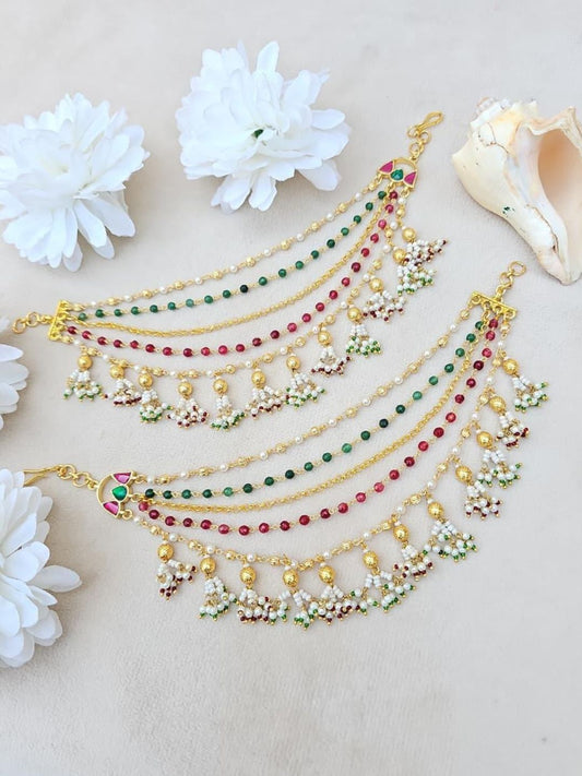 Ishhaara Pearl Jadau Kundan Ear Chain