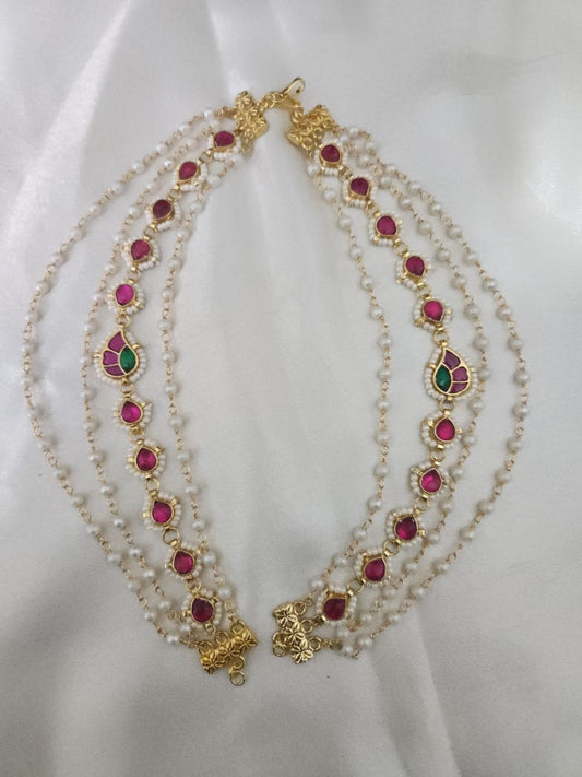 Ishhaara Pearl Jadau Kundan Lotus Ear Chains