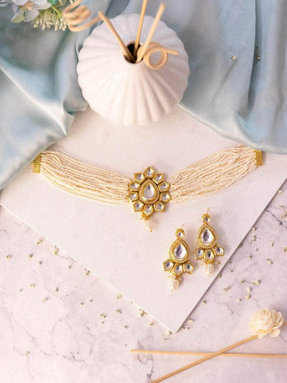Ishhaara Pearl Kundan Choker Necklace Set