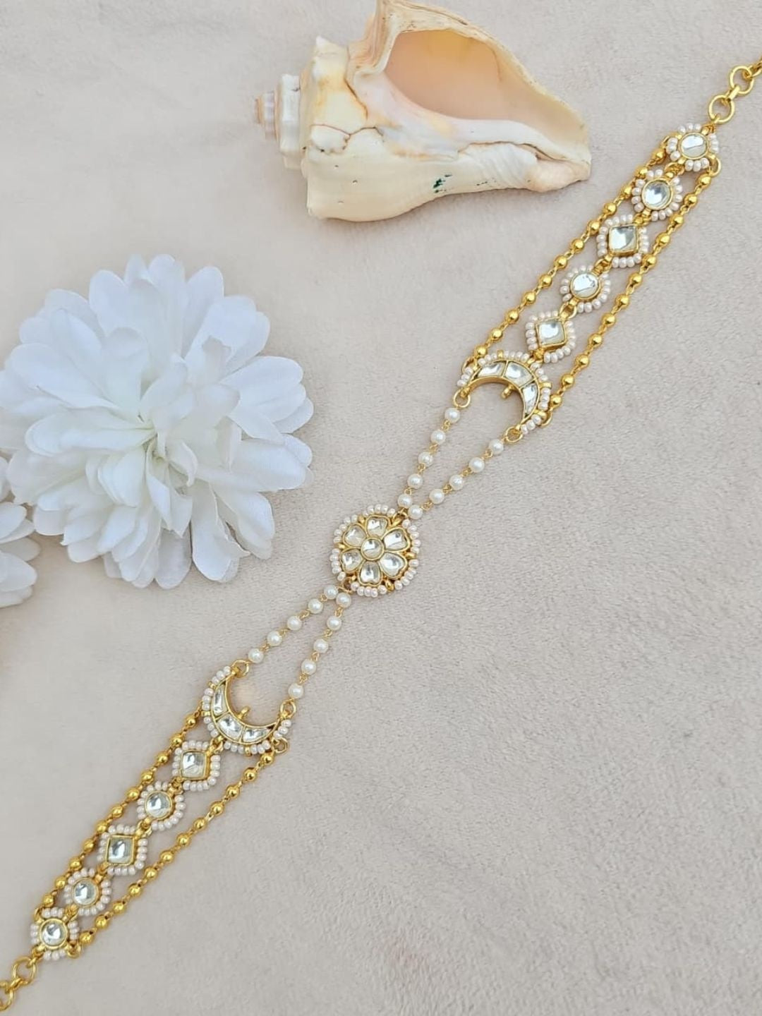 Ishhaara Pearl Kundan Mathapatti - handcrafted Indian jewellery