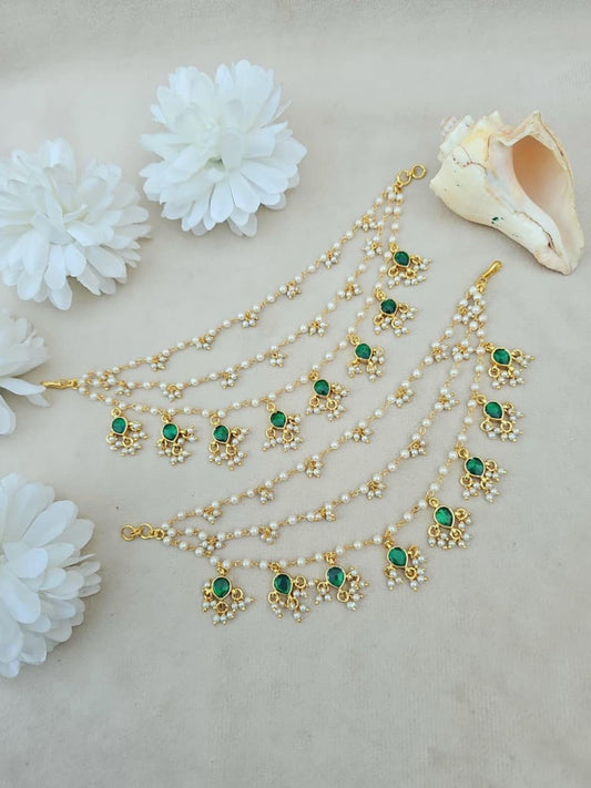 Ishhaara Pearl Layered Beads Ear Chain