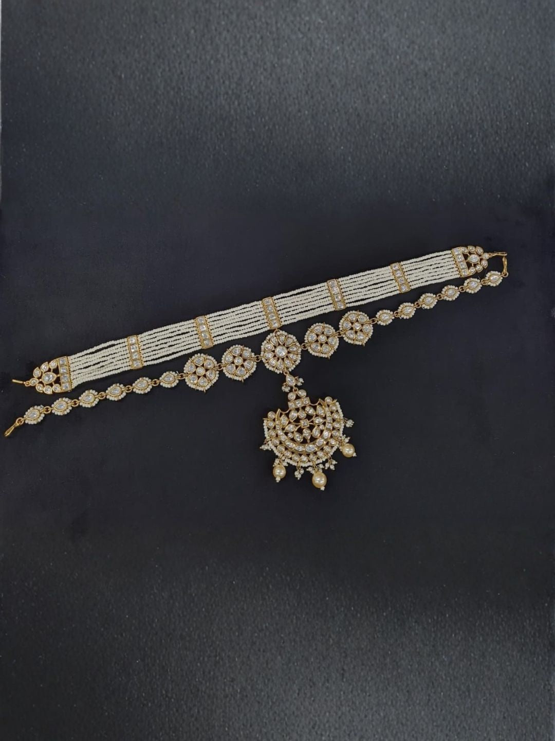 Ishhaara Pearl Layered Polki Sheeshpatti