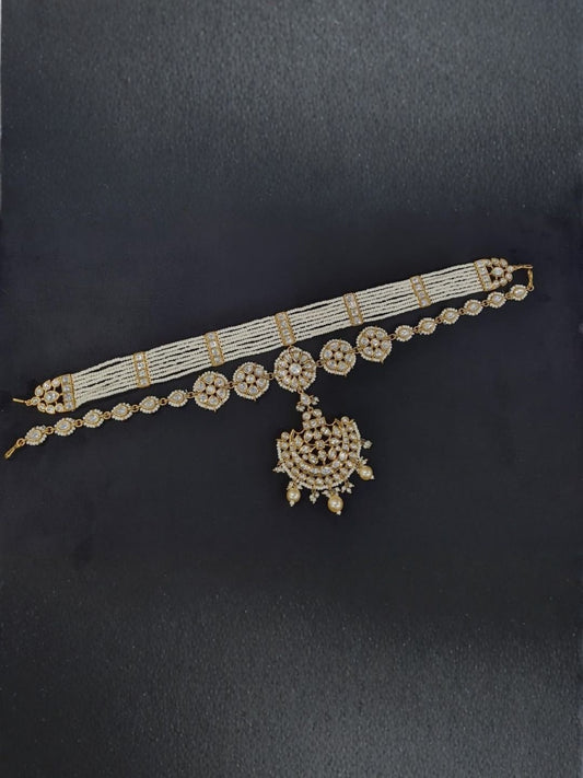 Ishhaara Pearl Layered Polki Sheeshpatti