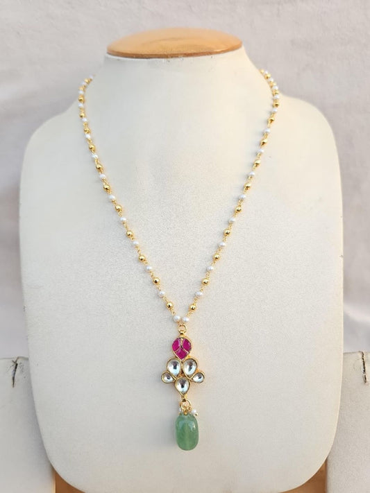 Ishhaara Pearl Parrot Drop Pendant Necklace - handcrafted Indian jewellery