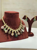Ishhaara Pearl Split Multi Stone Simple Necklace