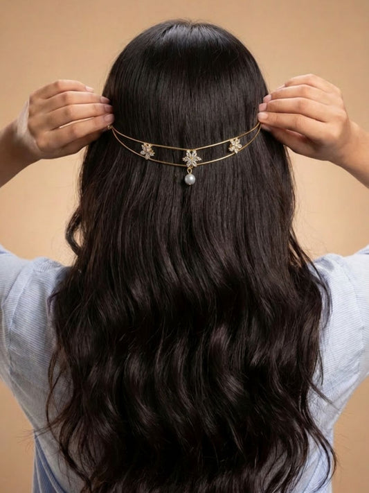 Ishhaara Pearl Studded Bridal Hair Crown