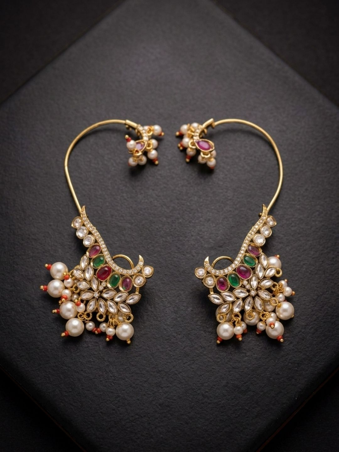 Ishhaara Pearl Studded Designer Earcuff Earrings