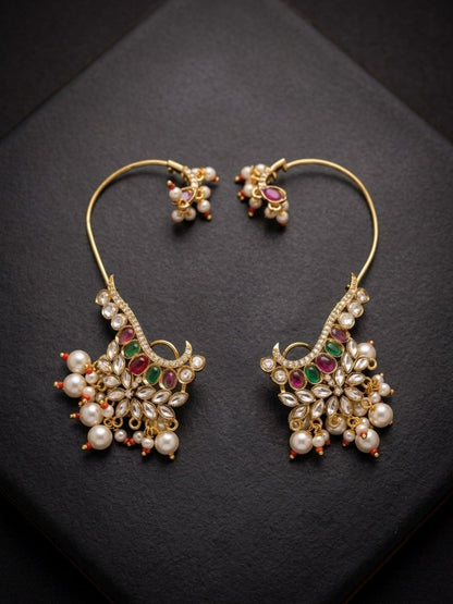 Ishhaara Pearl Studded Designer Earcuff Earrings