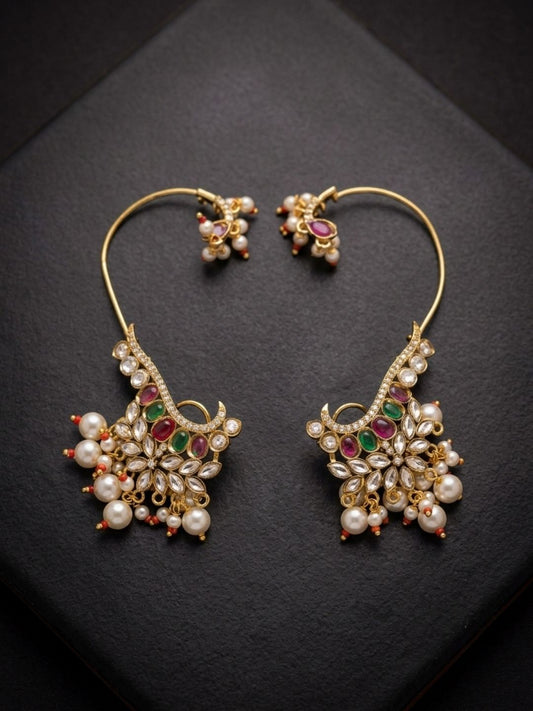 Ishhaara Pearl Studded Designer Earcuff Earrings