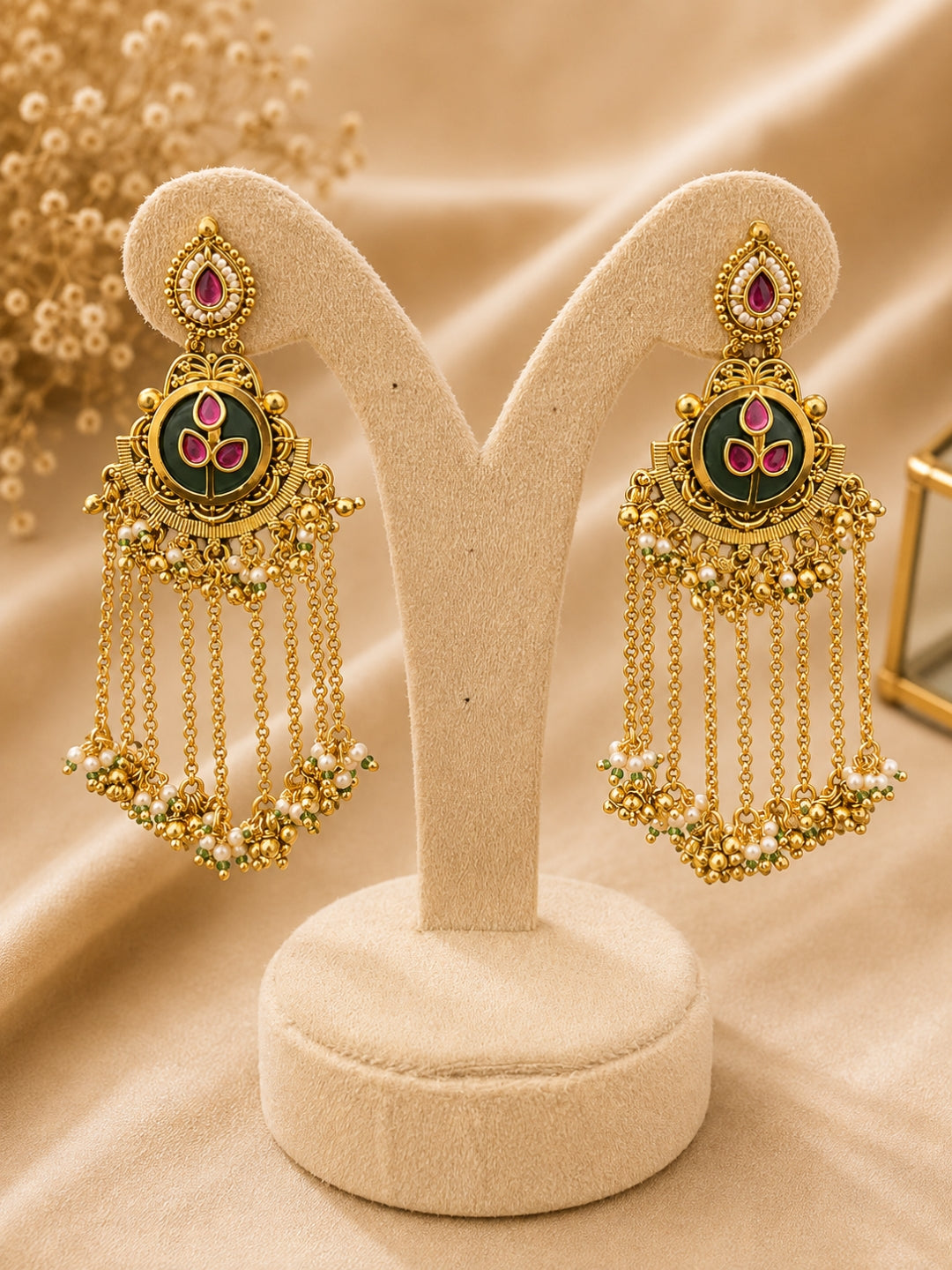 Ishhaara Pearl Studded Heritage Kashmiri Earrings