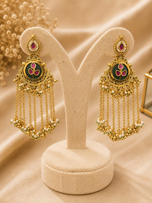 Ishhaara Pearl Studded Heritage Kashmiri Earrings