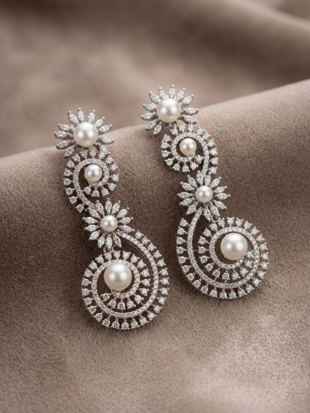 Ishhaara Pearl Swirl Dangler Earrings