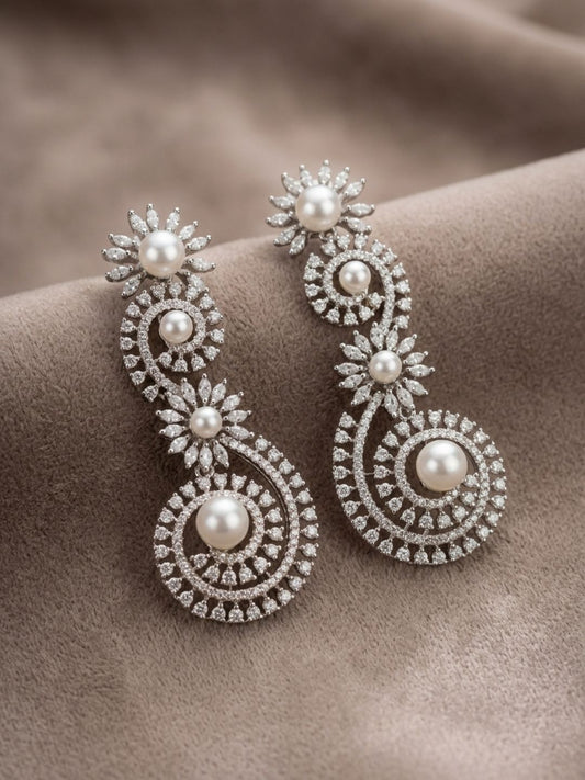 Ishhaara Pearl Swirl Dangler Earrings