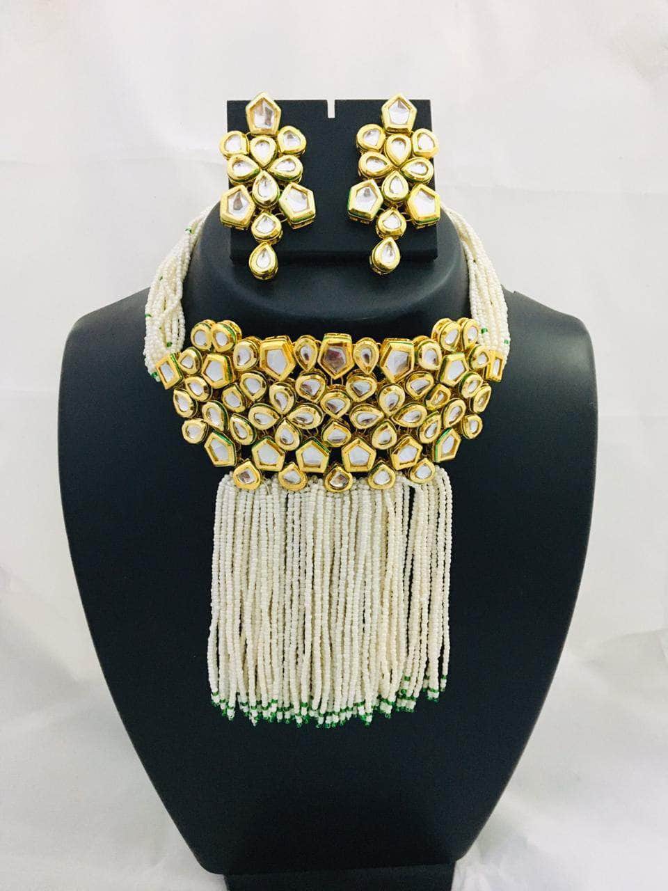 Ishhaara Pearl tassel choker necklace