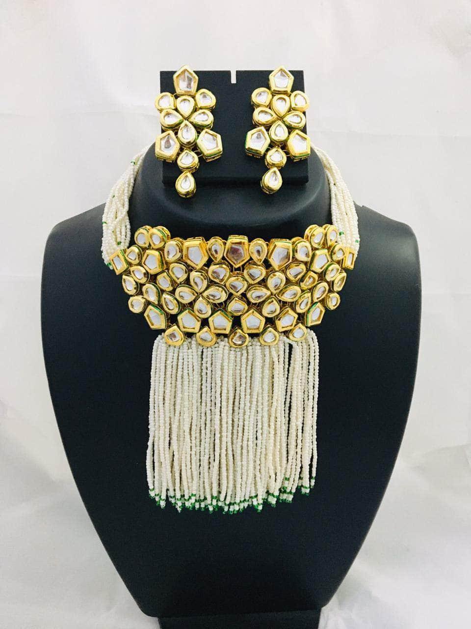 Ishhaara Pearl Tassel Choker Necklace