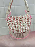 Ishhaara Pink  Pearl Bag With Hangings