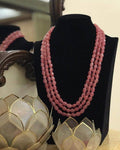 Ishhaara Pink 3 Layered Beads Necklace