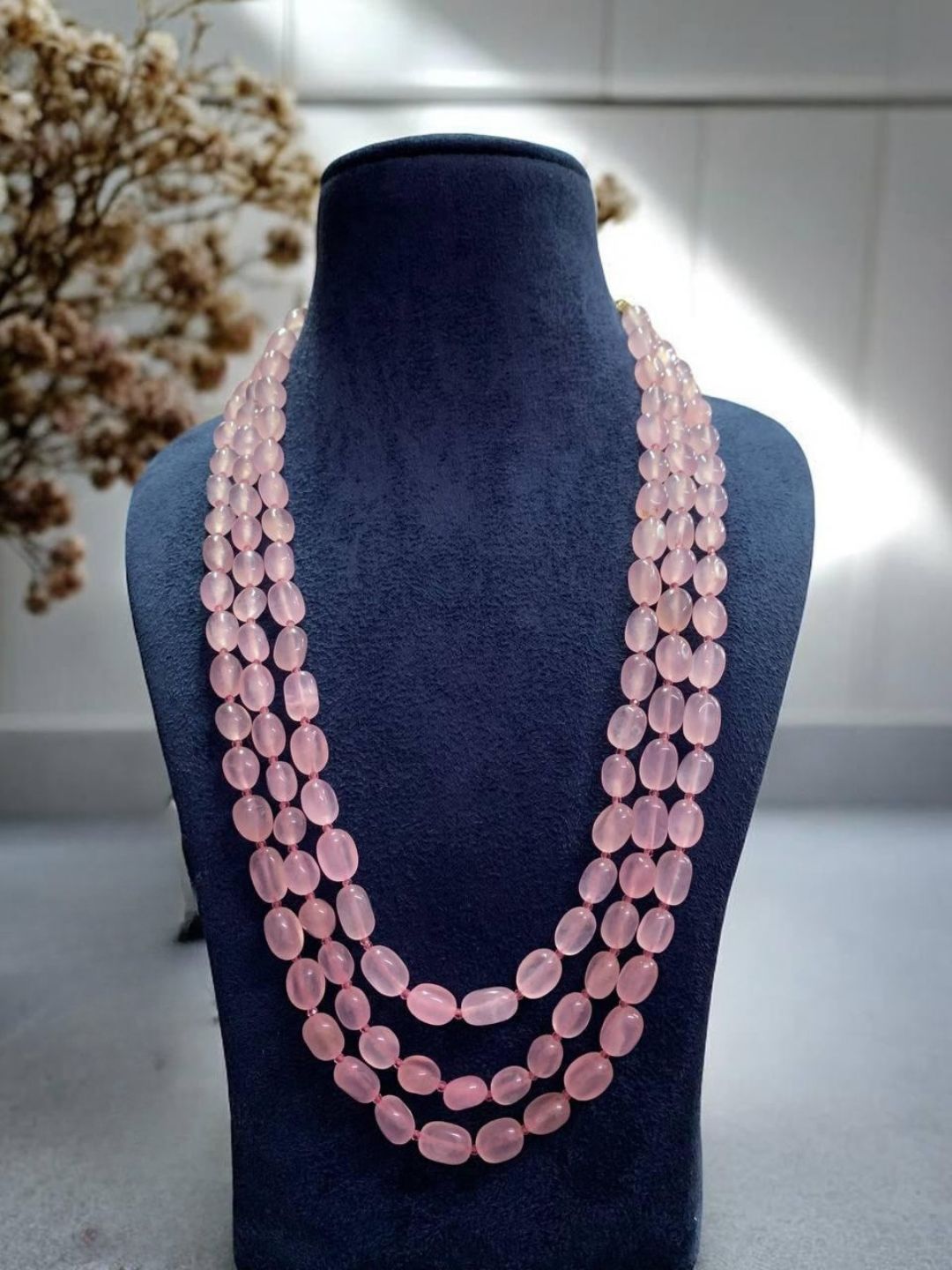 Ishhaara Pink 3 Layered Beads Necklace