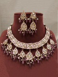 Ishhaara Pink 3 Patch Moti Necklace Set